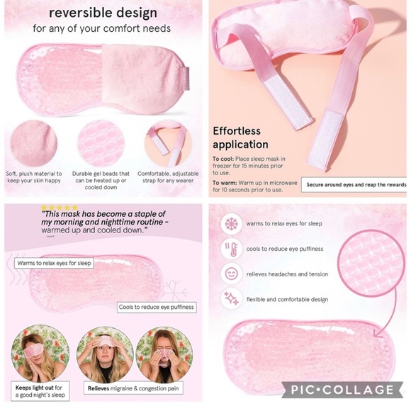 NWT GRACE & STELLA Hot & Cold Gel Bead Sleep Eye Mask. - Picture 5 of 9